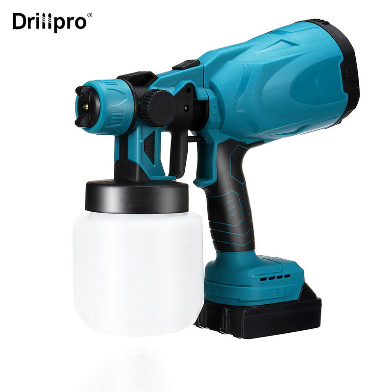 Image of Drillpro 800mL Red/Blue Suction Type Cordless Paint Sprayer Electric Paint Woodworking Spray Gun