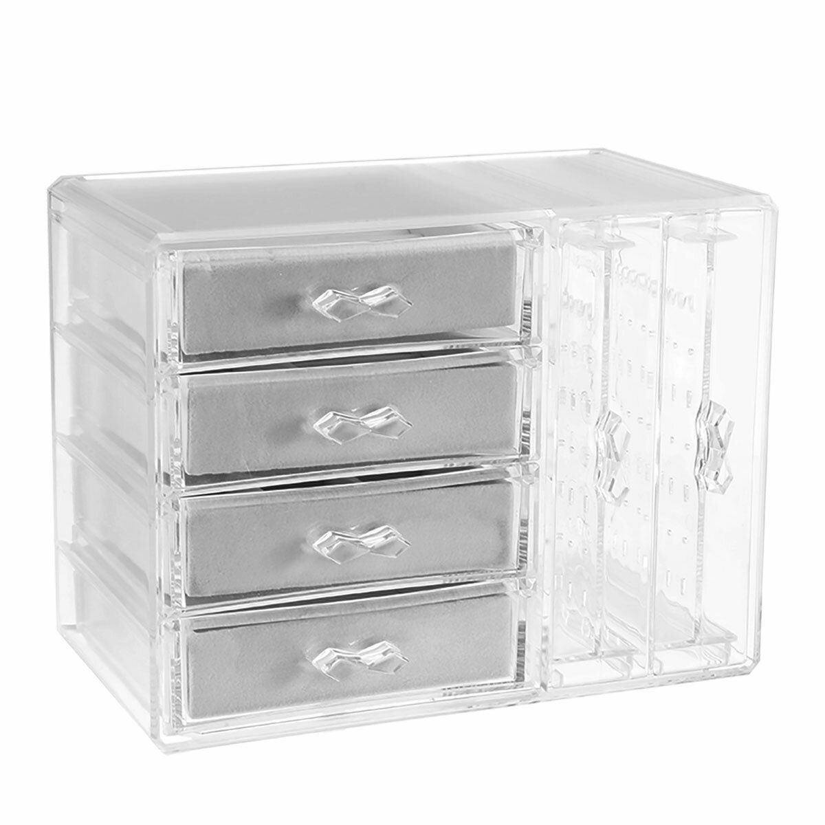 Image of Dustproof Transparent Acrylic Earrings Jewelry Storage Box Display Stand Rack Tray