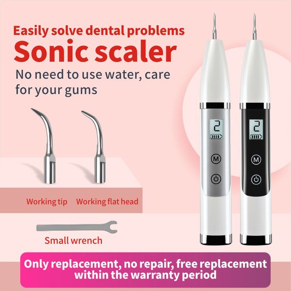 Image of ENH 578358033 5 modes dental scaler for dogs tooth stain/plaque remover flosser portable rechargeable 10 minutes auto-off with replaceable working tips