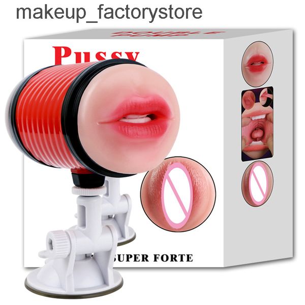 Image of ENH 825985496 toy massager massage dual channel mouth vagina masturbation cup real pussy blowjob male mastrubators toys for man oral sucking sextoys