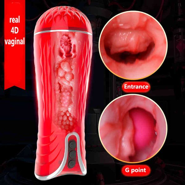 Image of ENH 827748132 toy massager massage artificial pussy masturbator electric for man double vagina blowjob real toys heating sucking oral cup tcxb