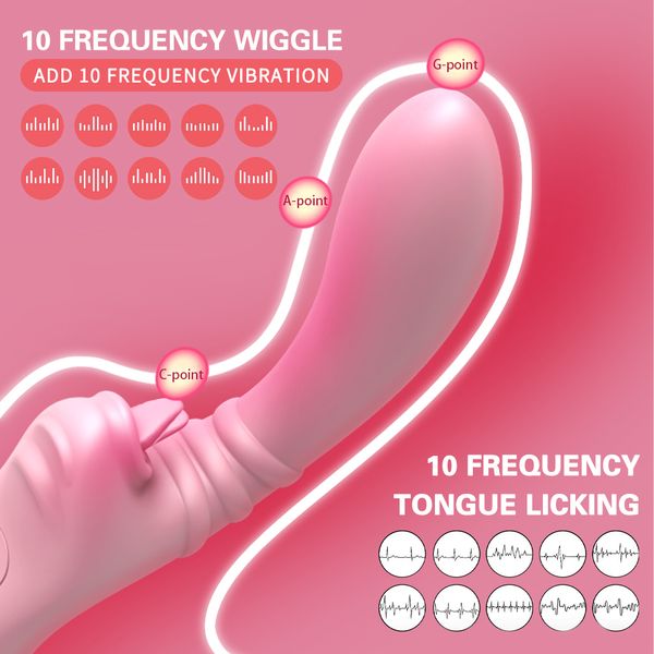 Image of ENH 828269708 toy massager 10 frequency wiggle dildo vibrator clitoris tongue licking massager g-spot vaginal stimulator machine toys for couple 5blc