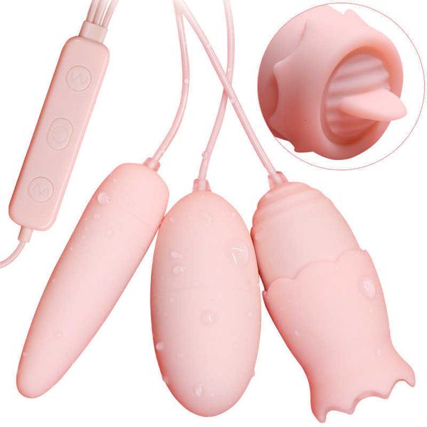 Image of ENH 829343780 toy massager women&#039s jump egg three tongue vibration women&#039s mini portable masturbator remote control women wear products