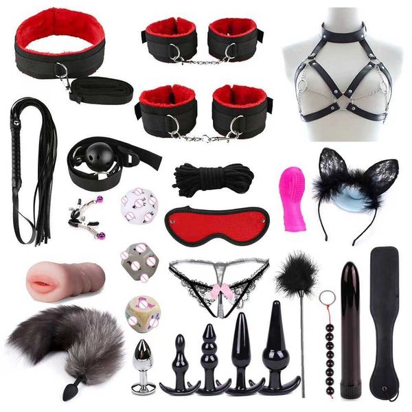 Image of ENH 829361324 toy massager bdsm y products 26 piece set of plush combination binding bib leather toys