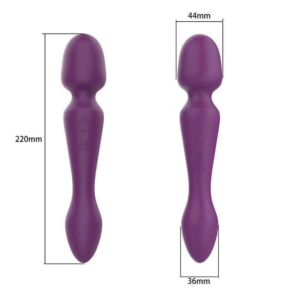 Image of ENH 830273521 toy massager double head heating vibration av stick silicone female masturbator mute waterproof adult