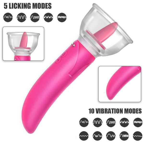 Image of ENH 833430893 toy electric massagers s masager tongue licking pump clitoris g-spot vibrator dildo dual head toys for women vagina breast massage pgua hj25