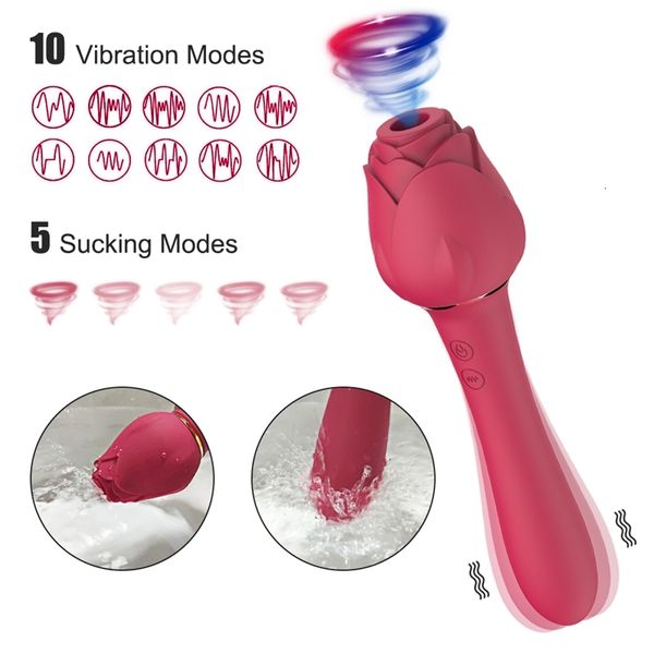 Image of ENH 833647151 toys masager toy massager powerful rose vibrator for women clitoris nipple clit sucker vacuum stimulator dildo vibrators female toys adults