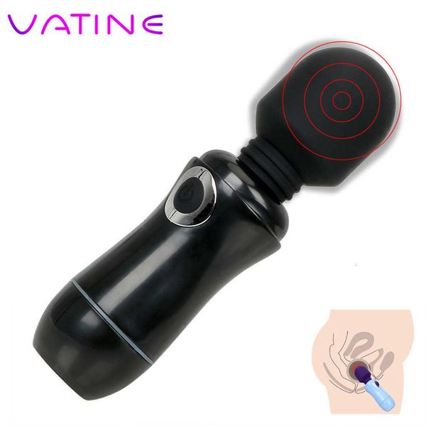 Image of ENH 833955396 toys masager electric massagers vibrating spear vatine silicone g spot rod erotic toys for women clitoris stimulation modes av massage stick