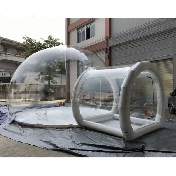 Image of ENM 723497564 clear resort inflatable bubble tent with single tunnel event air dome transparent house for outdoor camping 3-6meters