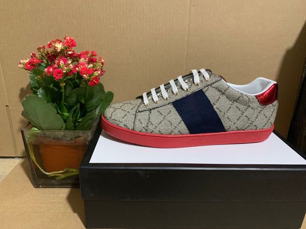 Image of ENM 731255578 2023 quality stripe new fashion shoes ace embroidered mens real leather designer sneakers woman man casual shoes luxury trainers