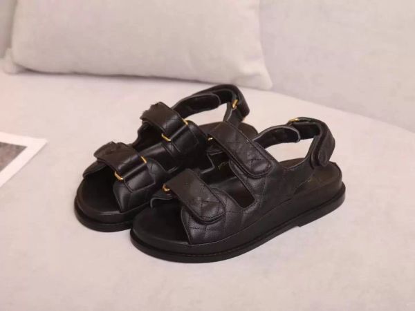 Image of ENS 758900206 white black 22c leather mules slides strap flats printed dad sandals hook and loop beach shoes imported sheepskin lining size 35-42 with box