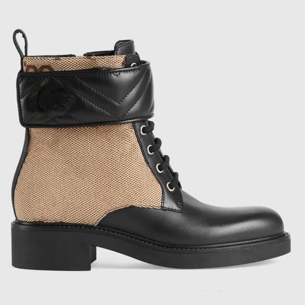 Image of ENS 763426237 women canvas ankle boot letter knight booties designer lady leather lace-up zip low heel rubber outsole boots size 35-42