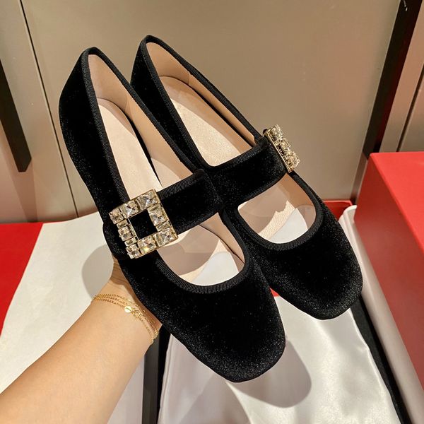 Image of ENS 765639280 leather satin flats dress shoes ballet diamond buckle mary janes party shoes wedding eu 35-42