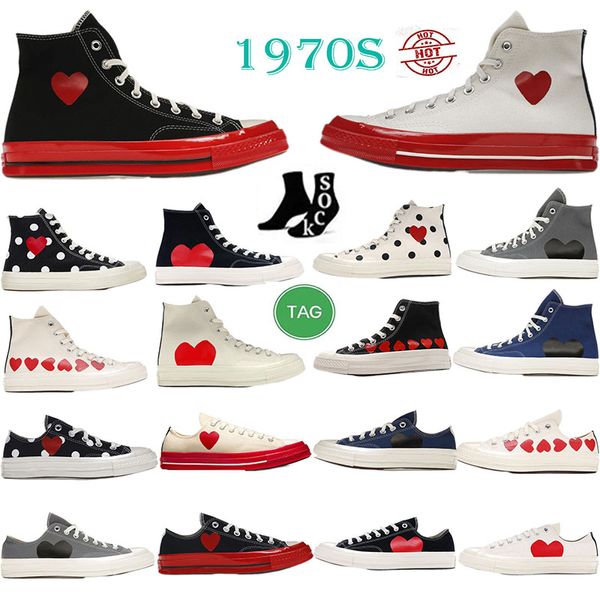 Image of ENS 830298058 designer 1970s casual shoes heart print canvas shoe lovers sneaker soft designer fashion chucks red-bottom women men sneakers dot fashion hi