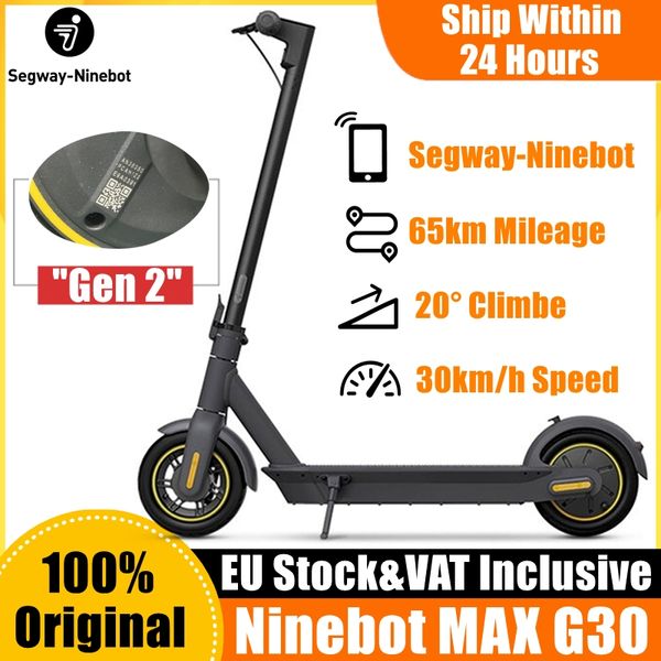 Image of ENSP 505847285 eu stock original ninebot by segway max g30 smart electric scooter foldable 65km mileage kickscooter dual brake skateboard g30p with app inc