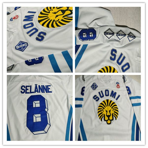Image of ENSP 756744127 rare vintage suomi 2002 teemu selanne team finland canada cup hockey jersey white personalized men youth women any name number s-5xl