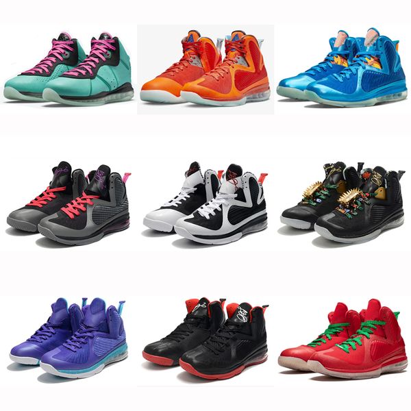 Image of ENSP 771614658 2022 lebrons 9 china men basketball shoes south beach 9s neptune blue current blue total orange man sneakers sport shoe trainners