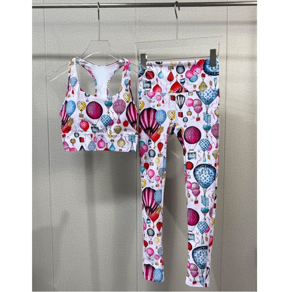 Image of ENSP 774251567 women&#039s summer pink hydrogen balloon print designer womens cotton yoga suit same sty sportwear fitness sports 110