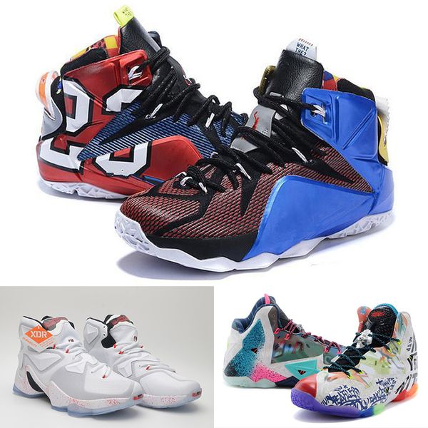Image of ENSP 841965959 athletic lebrons xii 12 elite outdoor shoes 12s men what the black white metallic gold multi south beach lebron 11 11s sneaker size us 7-us