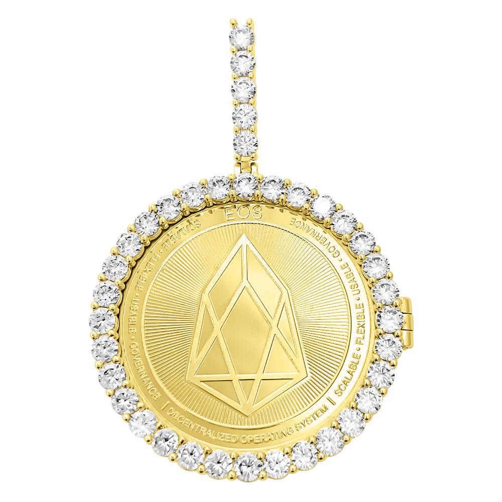 Image of EOS Coin Iced Out Frame Pendant ID 40997174935745