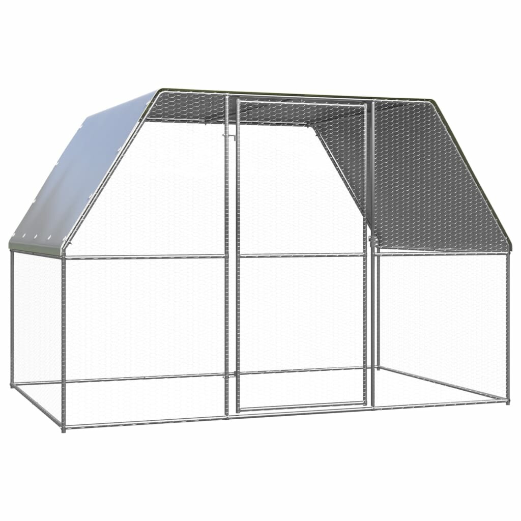 Image of [EU Direct] 150778 vidaXL Chicken Cage 3x2x2 m Galvanised Steel Pet Supplies Rabbit House Pet Home Puppy Bedpen Fence Pl