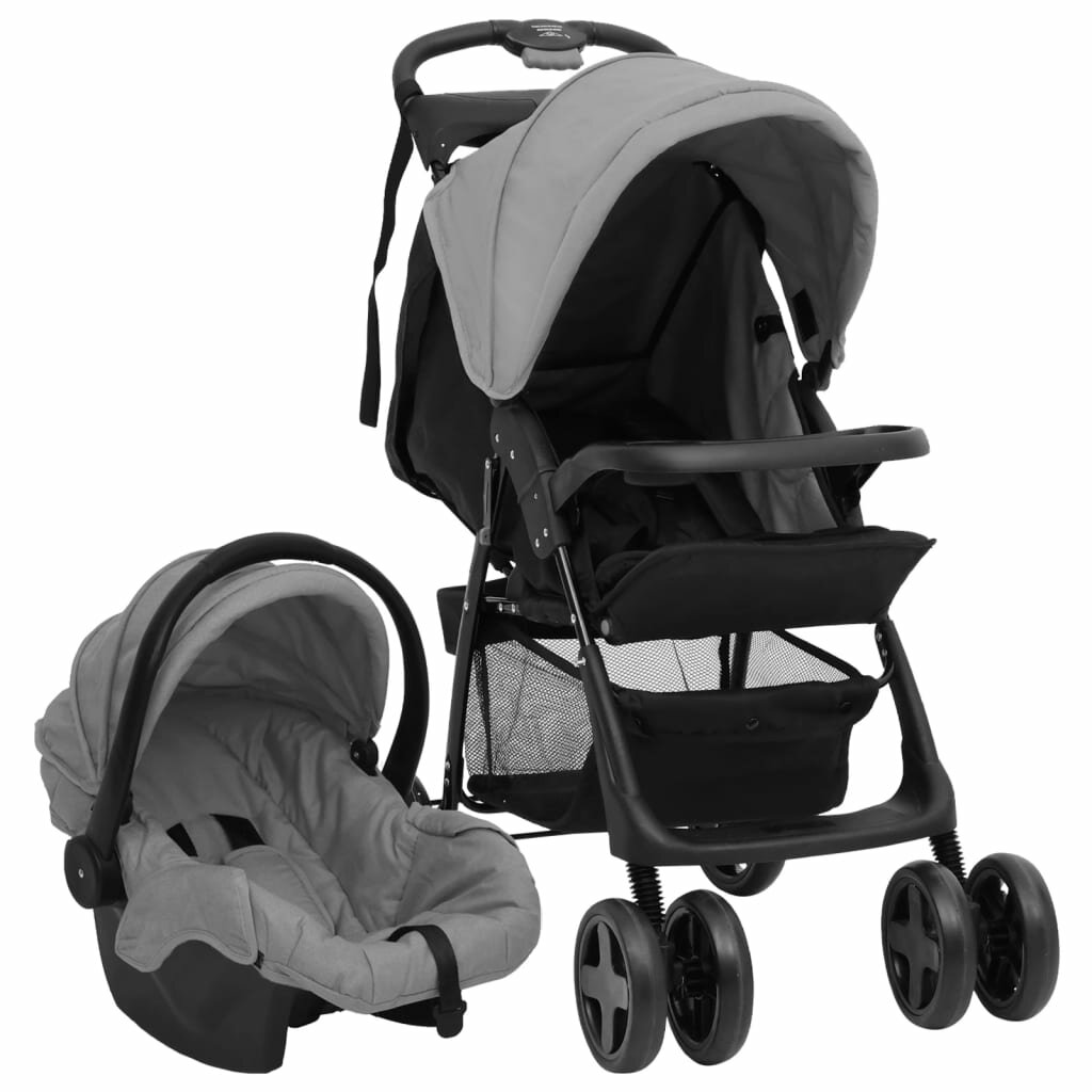 Image of [EU Direct] vidaXL 10389 3-in-1 Baby Stroller Folding Steel Luxury Baby Stroller Cart Portable Pushchair Infant Carrier