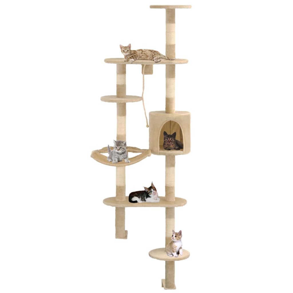 Image of [EU Direct] vidaXL 170589 Cat Tree with Sisal Scratching Posts Wall Mounted 194 cm Pet Supplies Cat Puppy Playing