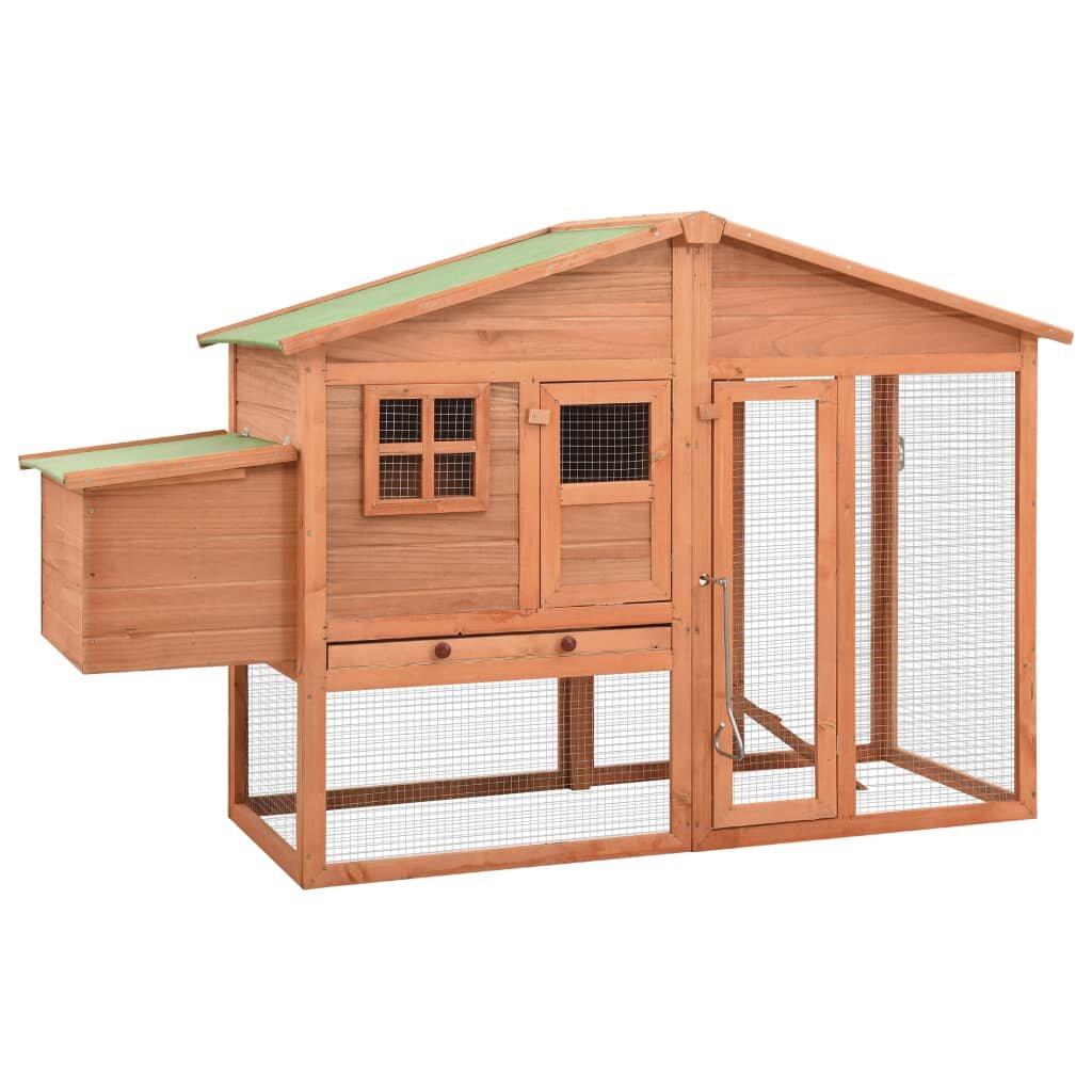 Image of [EU Direct] vidaXL 170864 Chicken Coop with Box Solid Fir Wood Pet Supplies Rabbit House Pet Home Puppy Bedpen Fence Pla