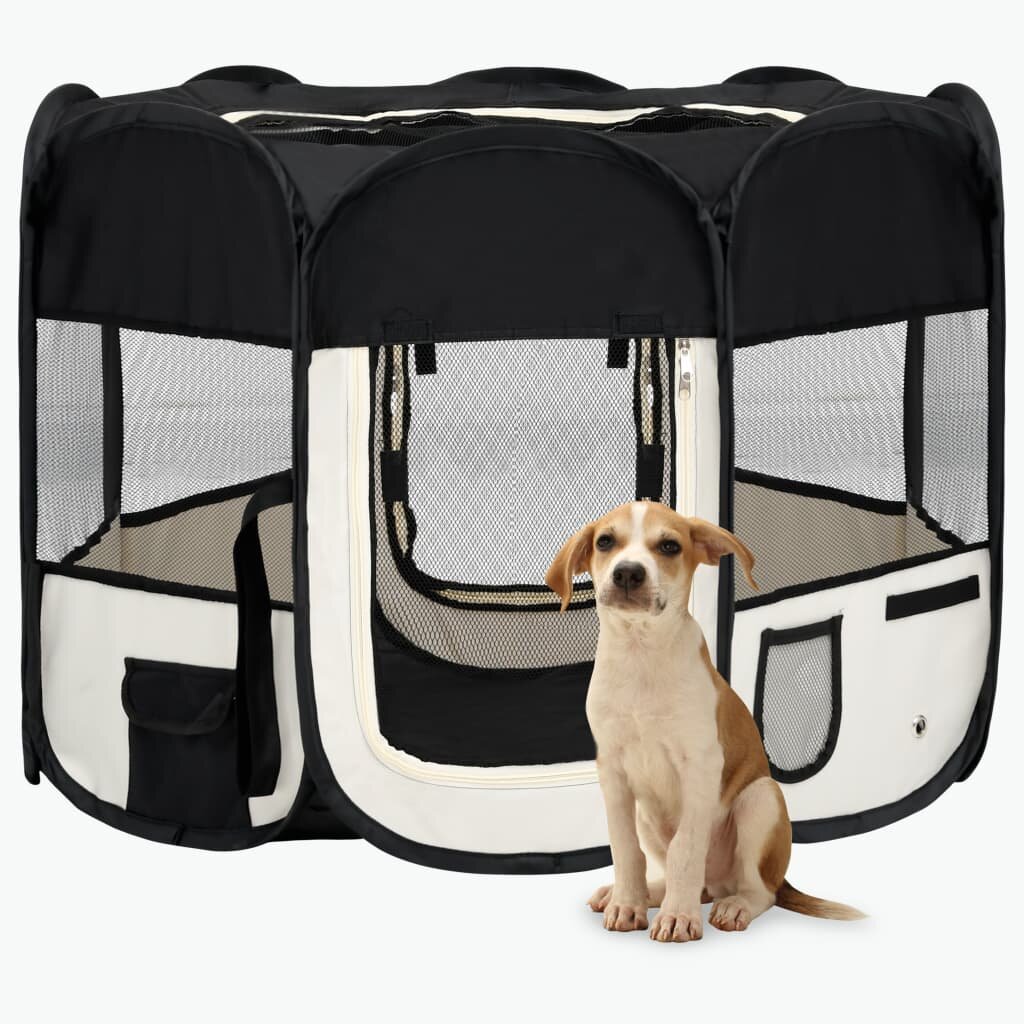 Image of [EU Direct] vidaXL 171005 Foldable Dog Playpen with Carrying Bag 90x90x58 cm Pet Supplies Cat Puppy Cage Hutch