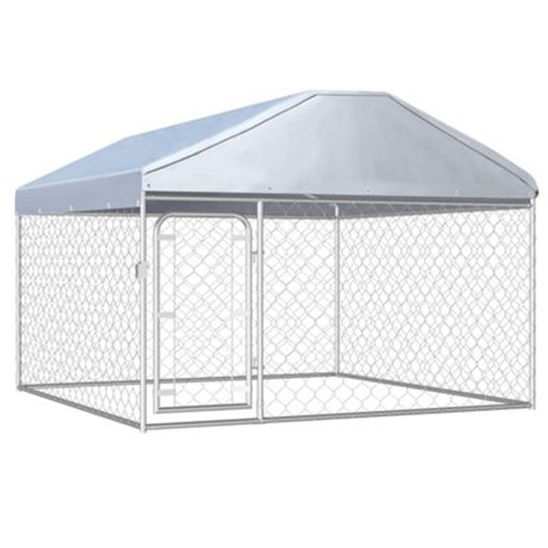 Image of [EU Direct] vidaXL Outdoor Dog Kennel 144493 Puppy Heavy Duty Cage Galvanized Steel Frame Fence Playpen Exercise Pen Chi