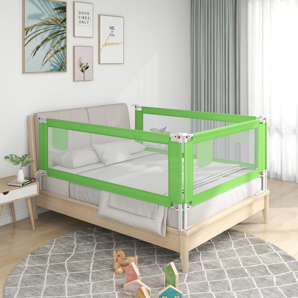 Image of [EU Direct] vidaxl 10197 Toddler Safety Bed Rail Green 200x25 cm Fabric Polyester Children's Bed Barrier Fence Foldable