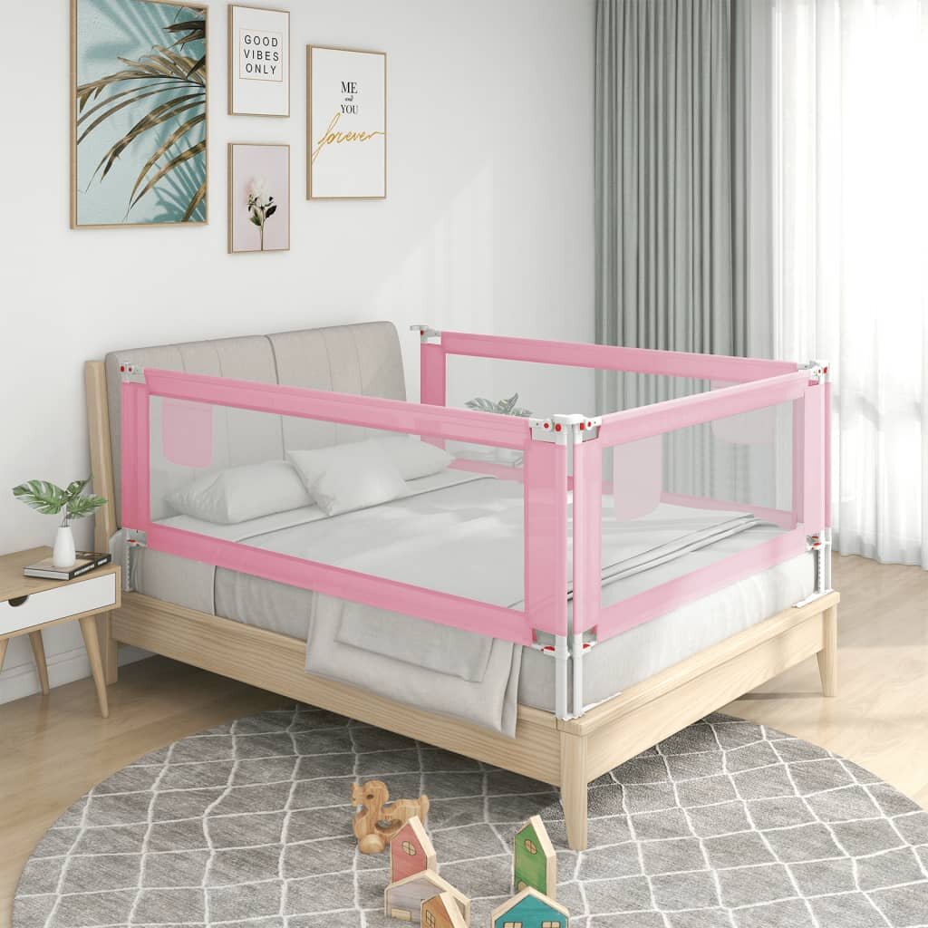 Image of [EU Direct] vidaxl 10201 Toddler Safety Bed Rail Pink 140x25 cm Fabric Polyester Children's Bed Barrier Fence Foldable H