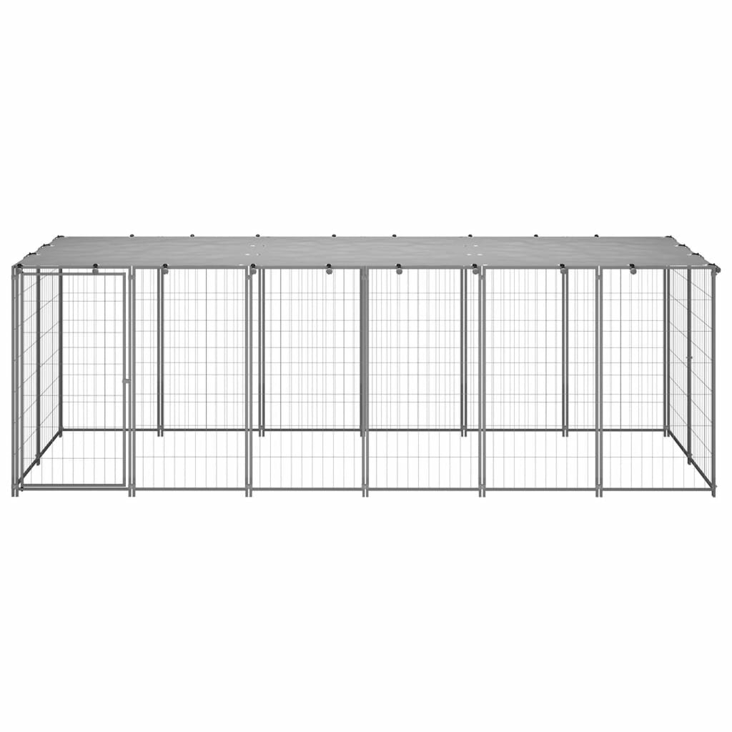 Image of [EU Direct] vidaxl 150786 Outdoor Dog Kennel Silver 330x110x110 cm Steel House Cage Foldable Puppy Cats Sleep Metal Play