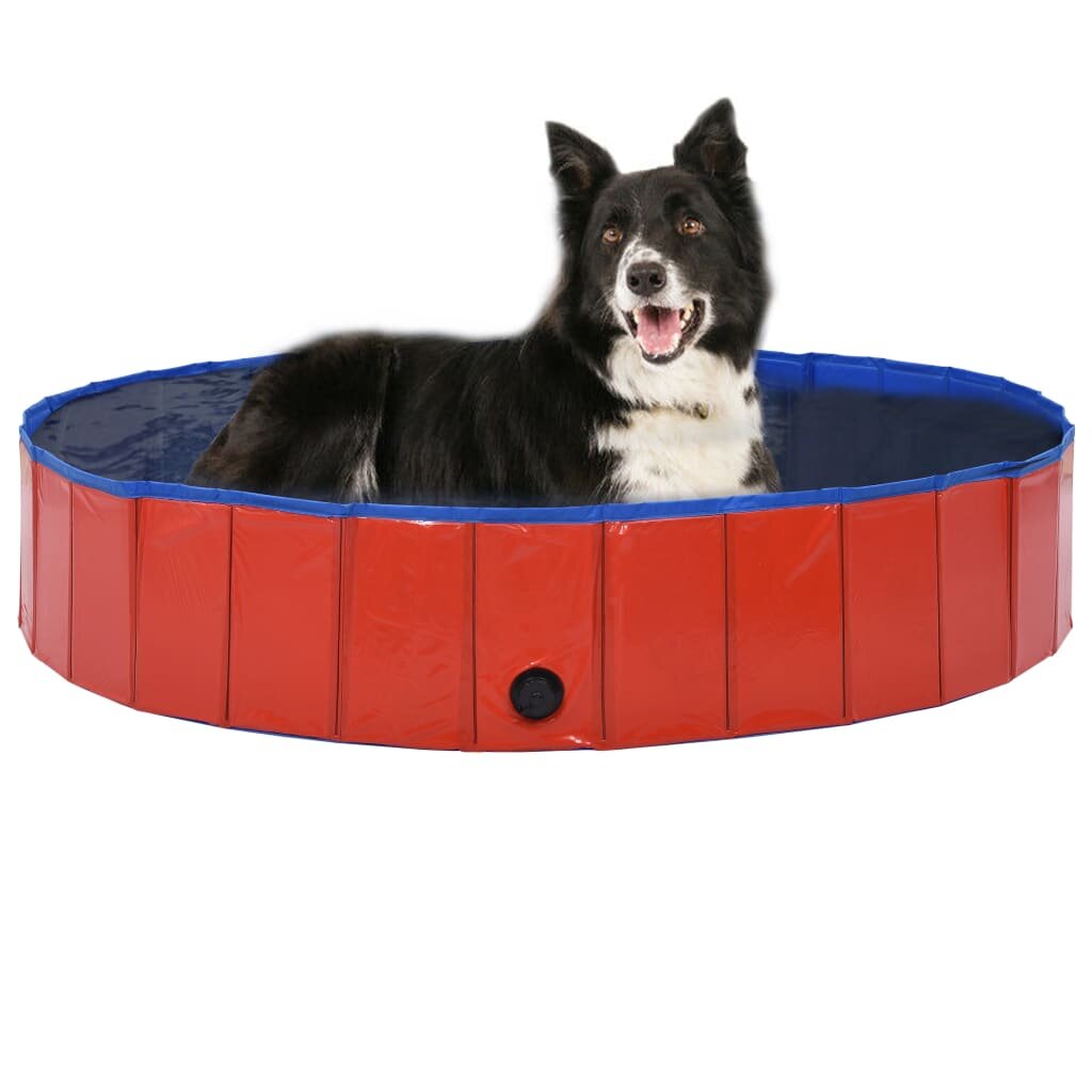 Image of [EU Direct] vidaxl 170824 Foldable Dog Swimming Pool Red 160x30 cm PVC Puppy Bath Collapsible Bathing for Cats Playing K