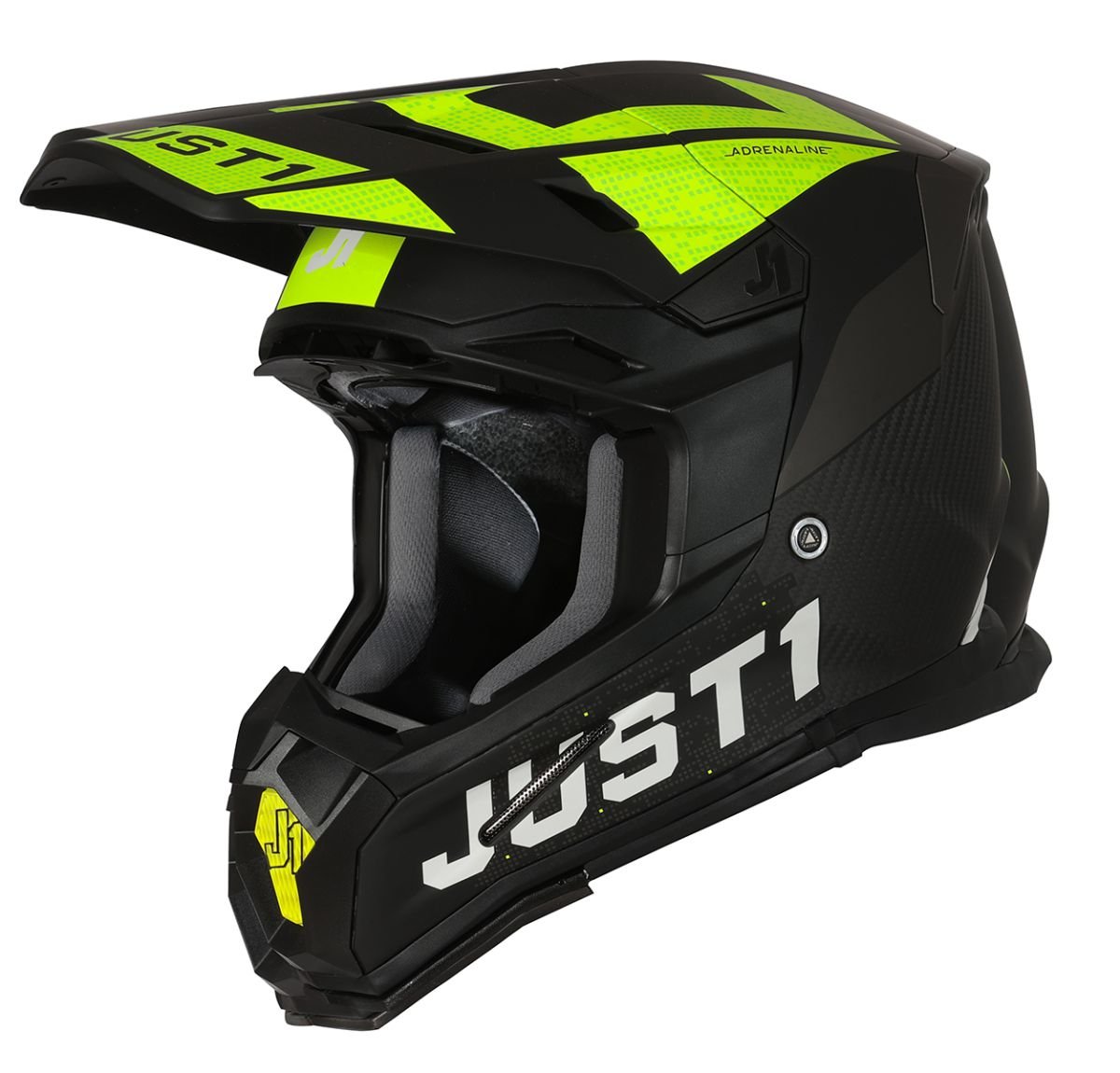 Image of EU Just1 Helmet J-22 Adrenaline Noir Jaune Fluo Carbon Mat Casque Cross Taille L