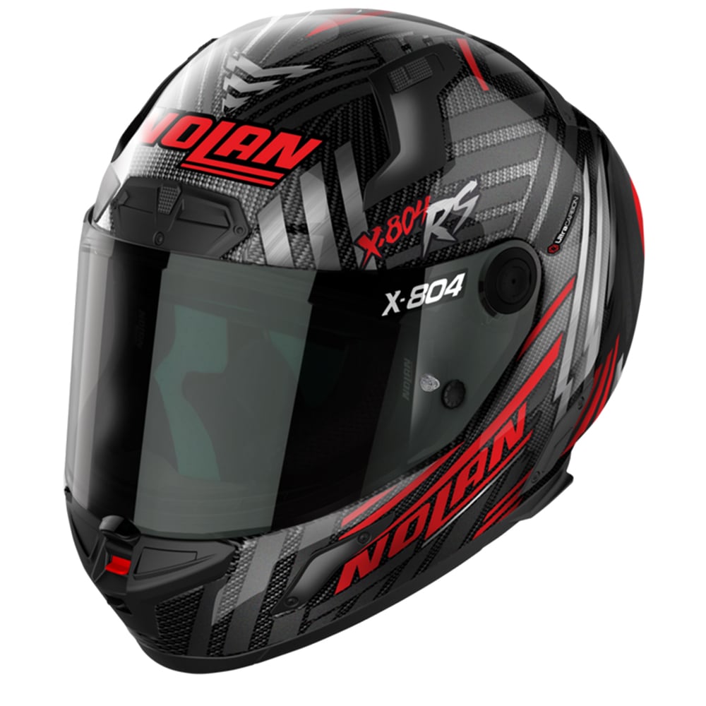 Image of EU Nolan X-804 RS Ultra Carbon Spectre 018 Red Chrome Silver Full Face Helmet Taille L