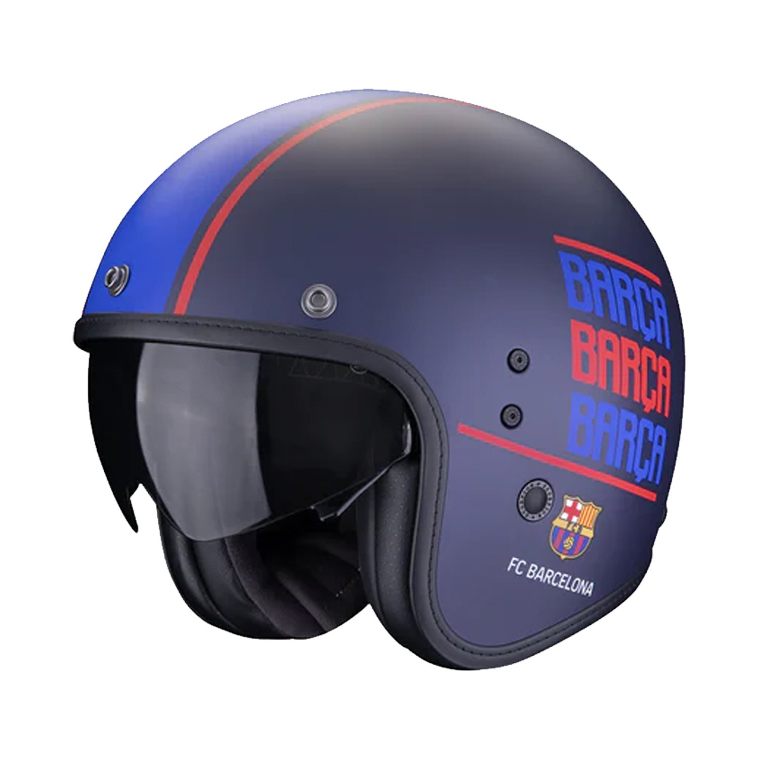 Image of EU Scorpion Belfast Evo FC Barcelona Blue Matt Jet Helmet Taille L