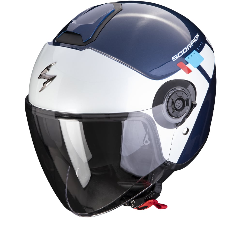 Image of EU Scorpion Exo-City II Mall Blue-White-Red Casque Jet Taille XS
