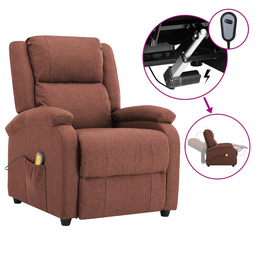 Image of Electric Massage Recliner Brown Fabric