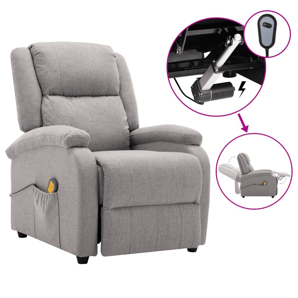 Image of Electric Massage Recliner Light Gray Fabric