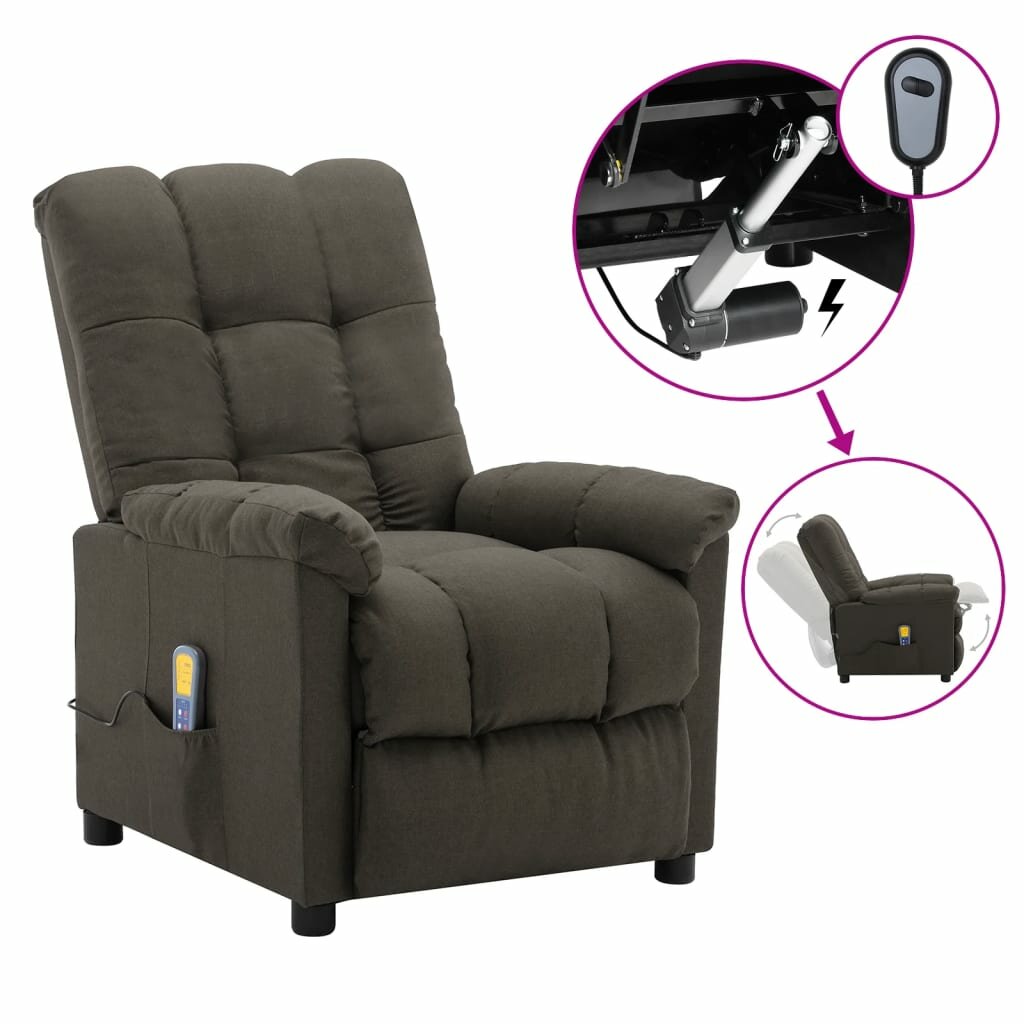 Image of Electric Massage Recliner Taupe Fabric