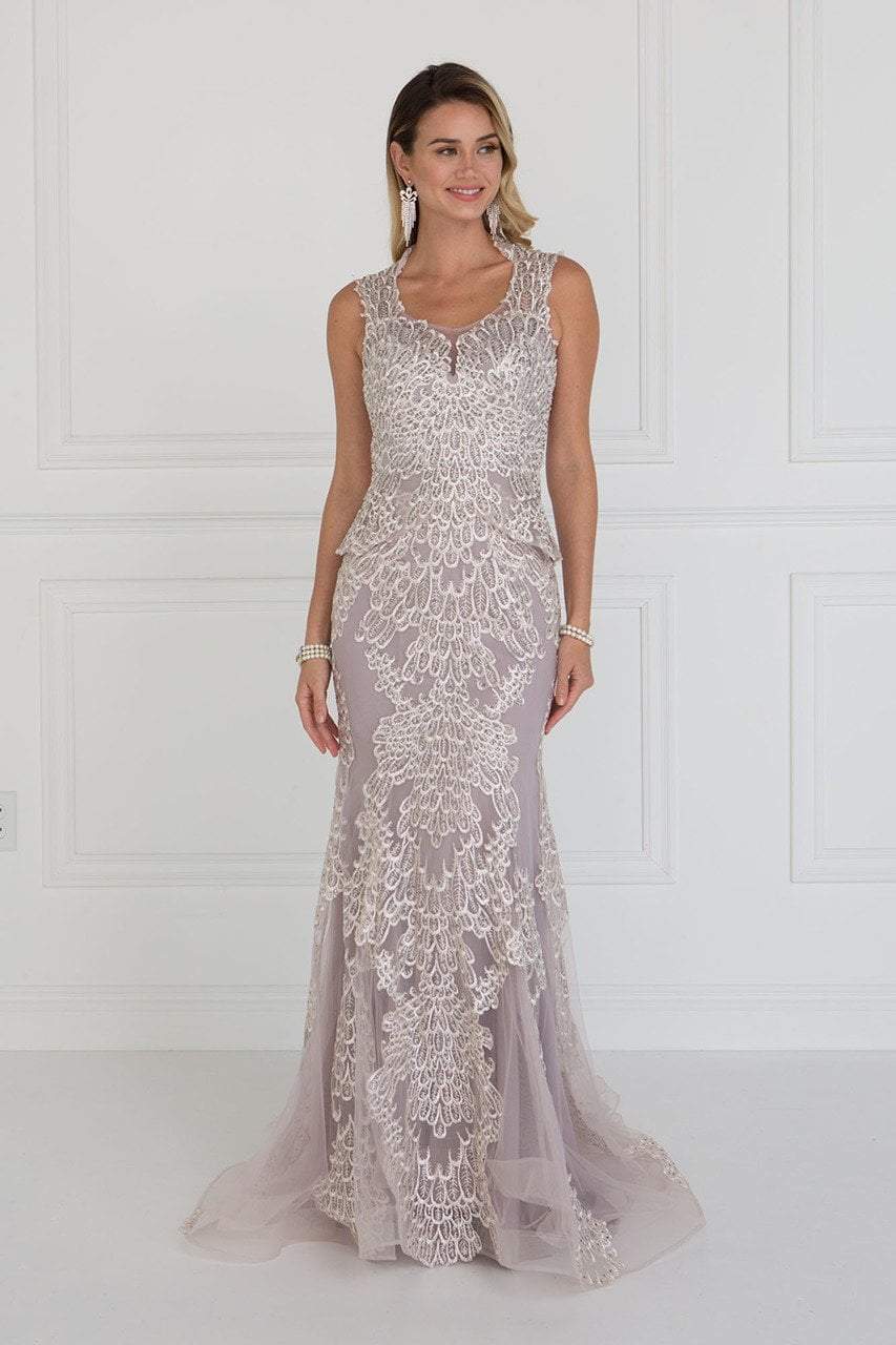 Image of Elizabeth K - GL1530 Embroidered Scoop Sheath Dress