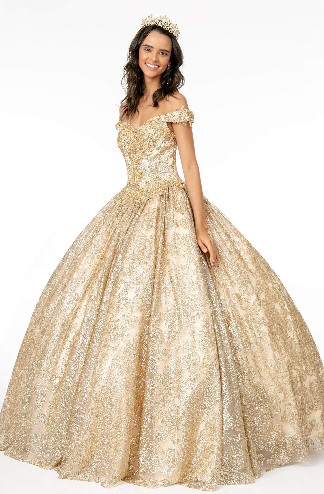 Image of Elizabeth K - GL1820 Glitter Mesh Off Shoulder Sweetheart Ballgown