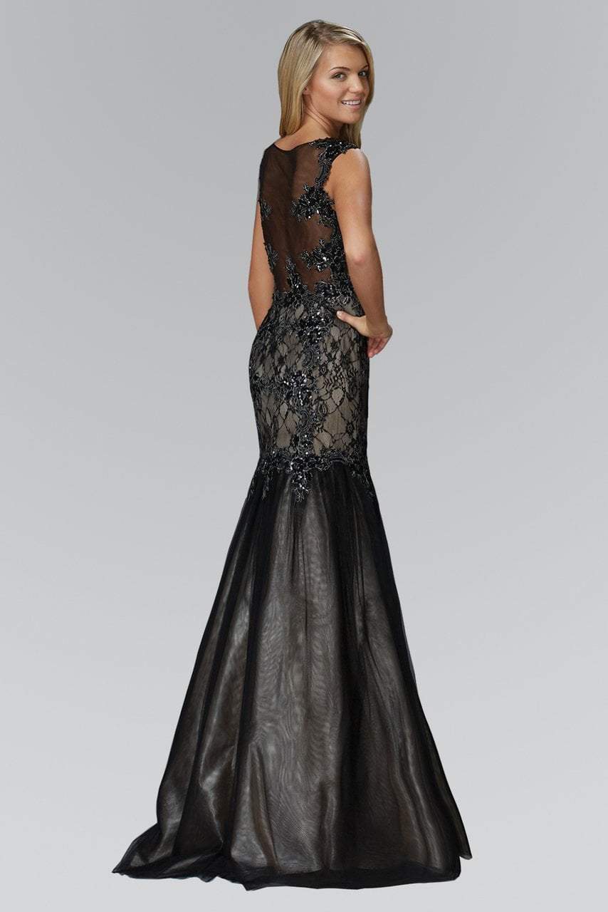 Image of Elizabeth K - GL2162 Beaded Bateau Neck Trumpet Gown