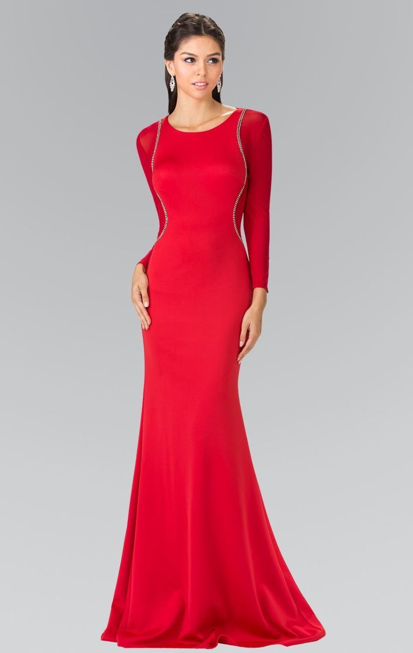 Image of Elizabeth K - GL2284 Beaded Scoop Neck Rome Jersey Sheath Dress