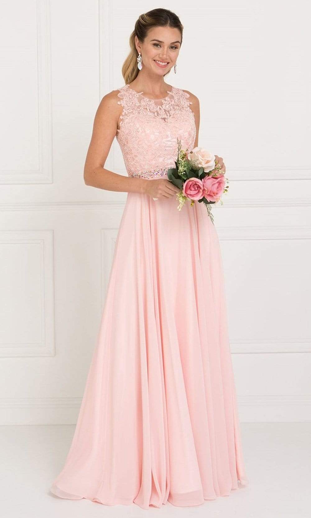 Image of Elizabeth K - GL2417 Illusion Jewel Embellished Lace A-Line Gown