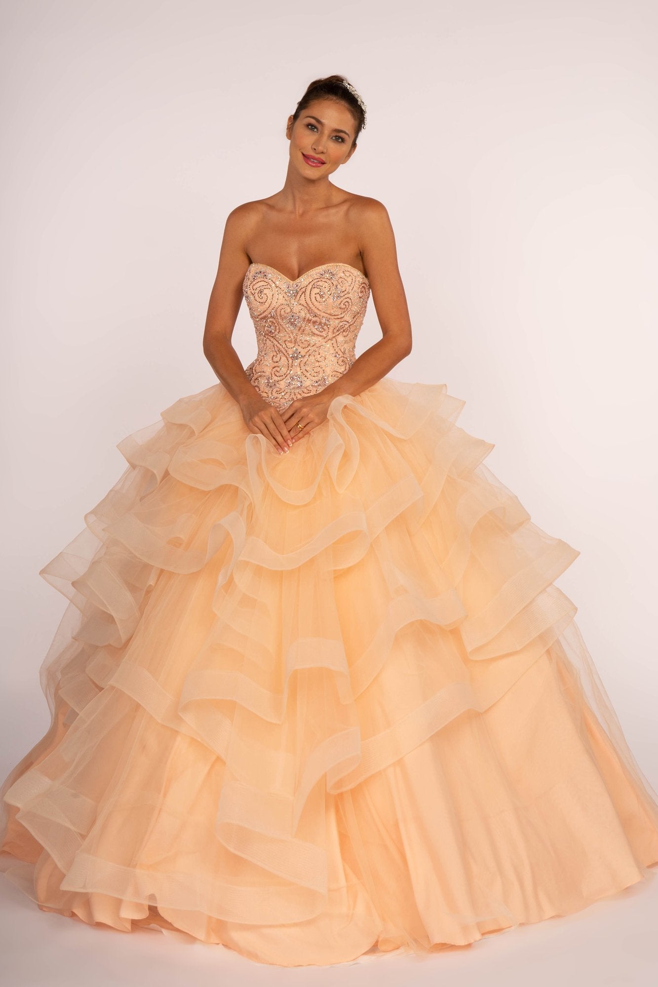 Image of Elizabeth K - GL2515 Beaded Strapless Ruffled Ballgown