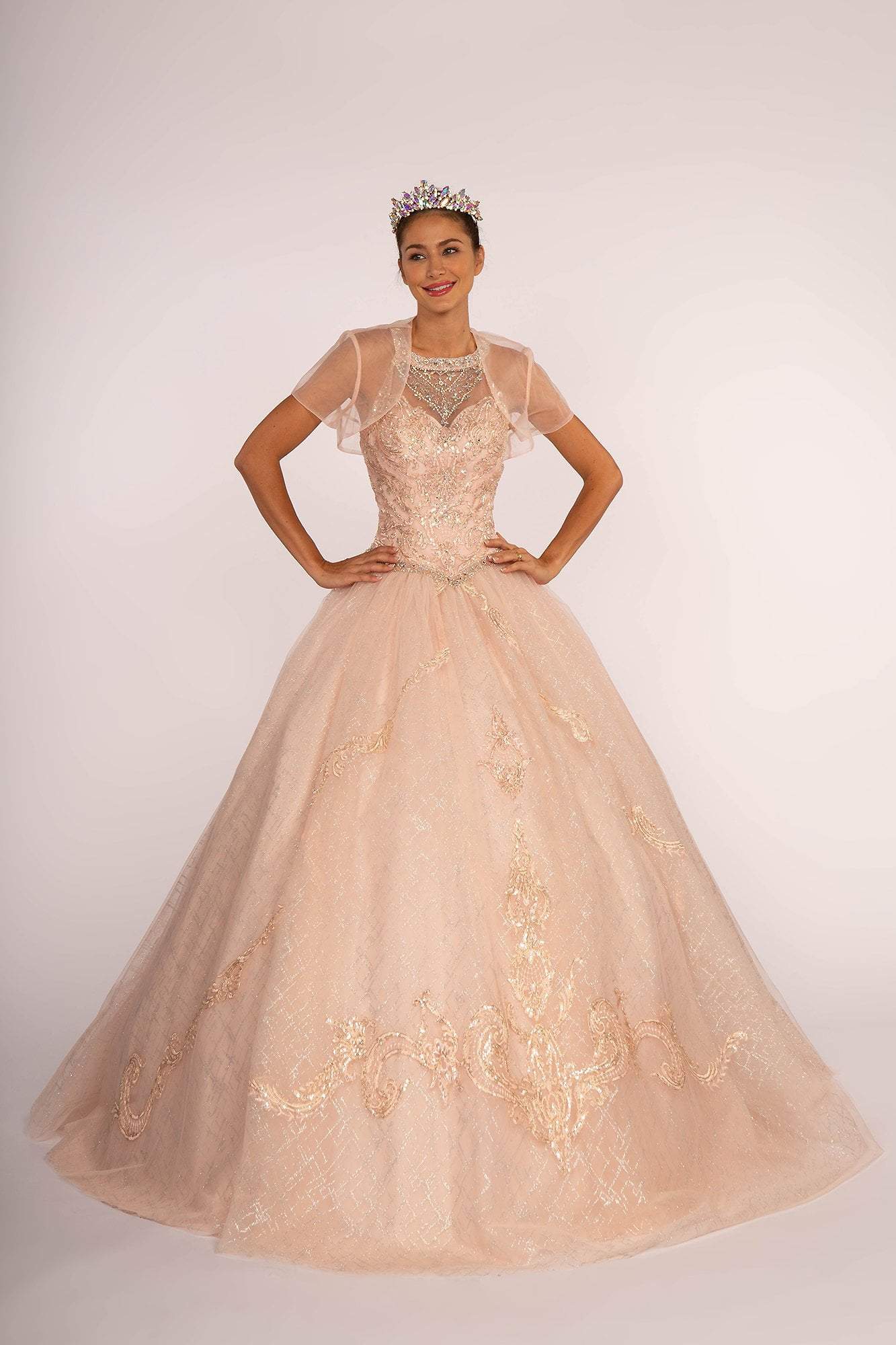 Image of Elizabeth K - GL2600 Beaded Quinceanera with Sheer Bolero