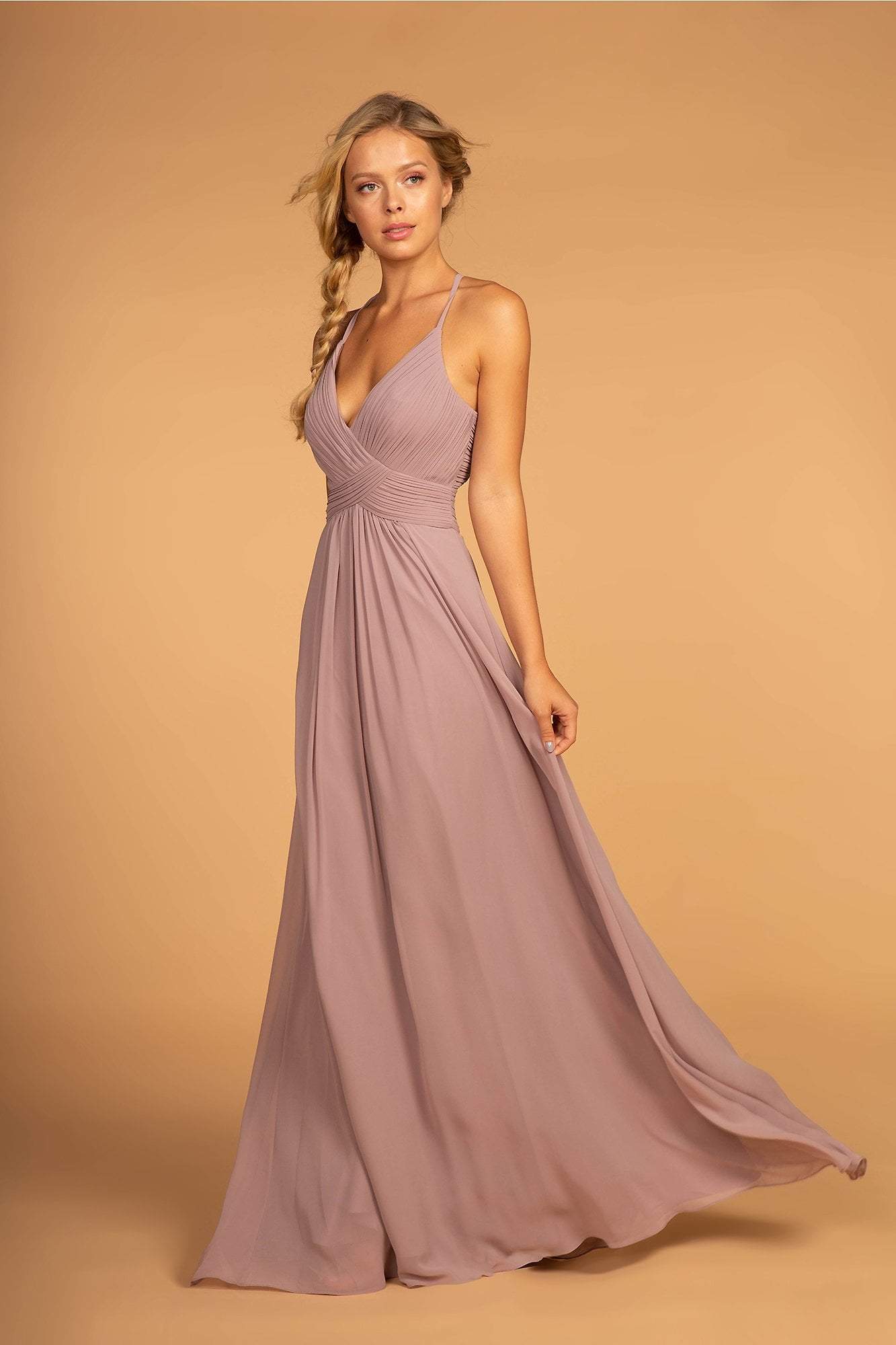 Image of Elizabeth K - GL2609 Plunging V-Neck Pleated Bodice A-Line Gown