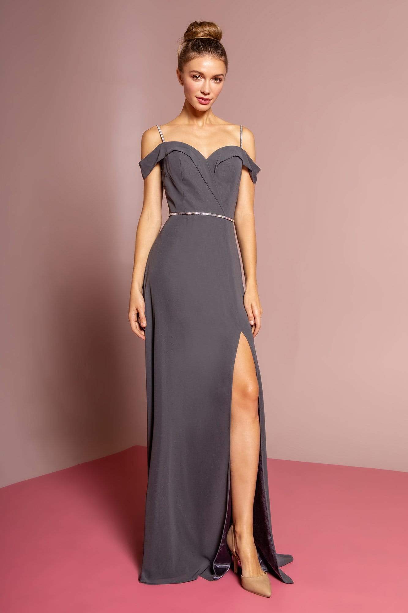 Image of Elizabeth K - GL2665 Surplice Off Shoulder High Slit Gown